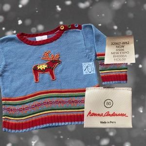 SOLD Hanna Andersson Colorful Reindeer Sweater Kids Sz 80 (2)